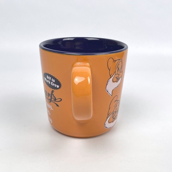 Disney The Seven Dwarfs Off To Work Crew Orange 16 oz Ceramic Coffee Mug Cup - Picture 4 of 6